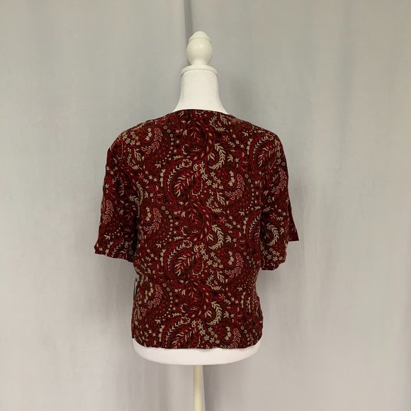 3/$25 Vtg JENNIFER MOORE Silk Paisley Floral Black Pearl Buttons Blouse Top - Picture 10 of 14